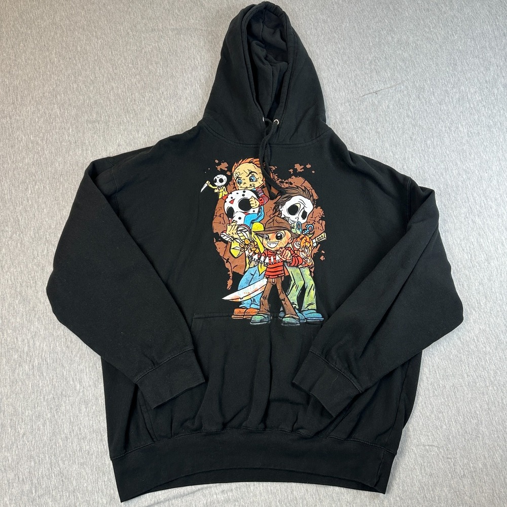 Smart Blanks Adult Horror Hoodie Size 2XL Black Cotton Jason Freddy Chucky